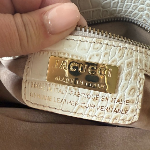 Iacucci Elegant Cream Croc-Embossed Satchel - Picture 7 of 7